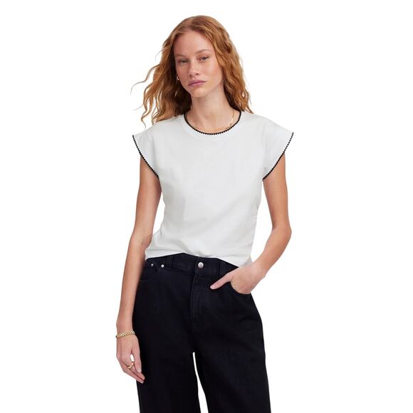 Madewell White Cinched Muscle Tee XXL NWT Cotton Tencel Crewneck Top - Picture 1 of 9